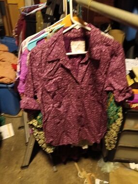 Sonoma Women's Purple Short-Sleeve Button-Down Shirt